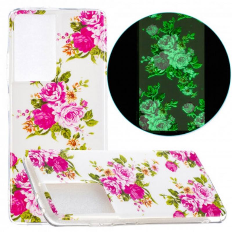 Capa Para Samsung Galaxy S21 Ultra 5G Flores Da Liberdade Fluorescentes