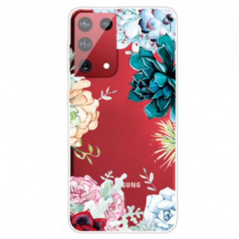 Capa Para Samsung Galaxy S21 Ultra 5G Flores Em Aquarela