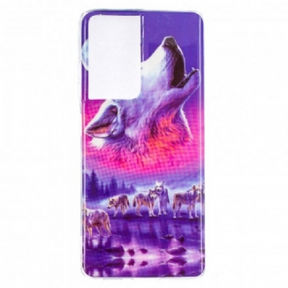 Capa Para Samsung Galaxy S21 Ultra 5G Fluorescente Wolf Series