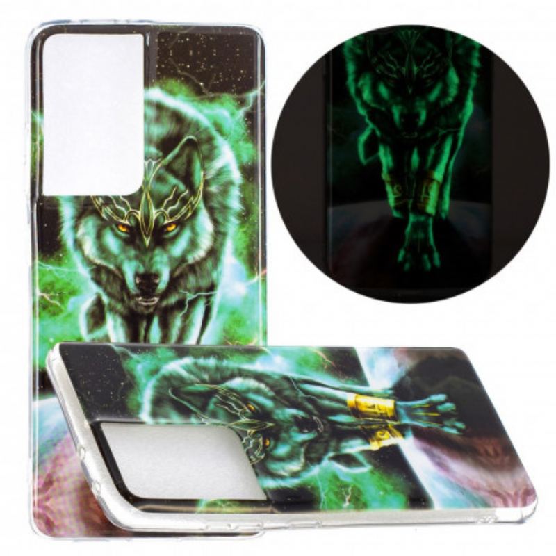 Capa Para Samsung Galaxy S21 Ultra 5G Fluorescente Wolf Series