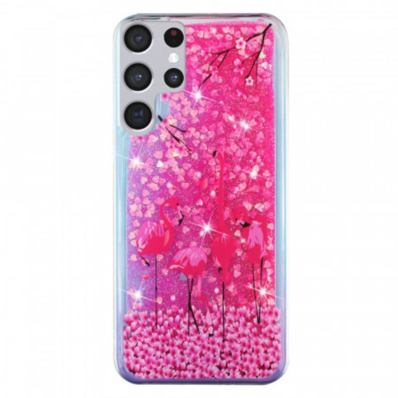 Capa Para Samsung Galaxy S21 Ultra 5G Lantejoulas Flamingo