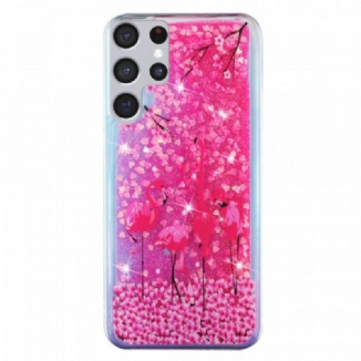 Capa Para Samsung Galaxy S21 Ultra 5G Lantejoulas Flamingo