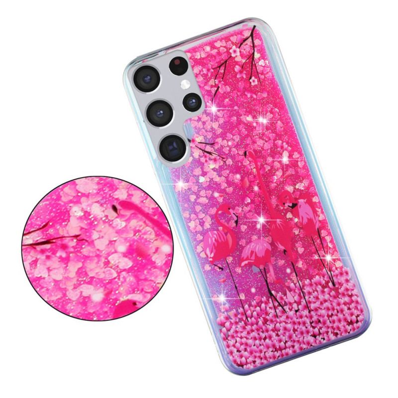 Capa Para Samsung Galaxy S21 Ultra 5G Lantejoulas Flamingo