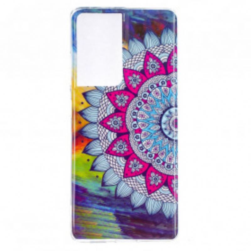 Capa Para Samsung Galaxy S21 Ultra 5G Mandala Colorida Fluorescente