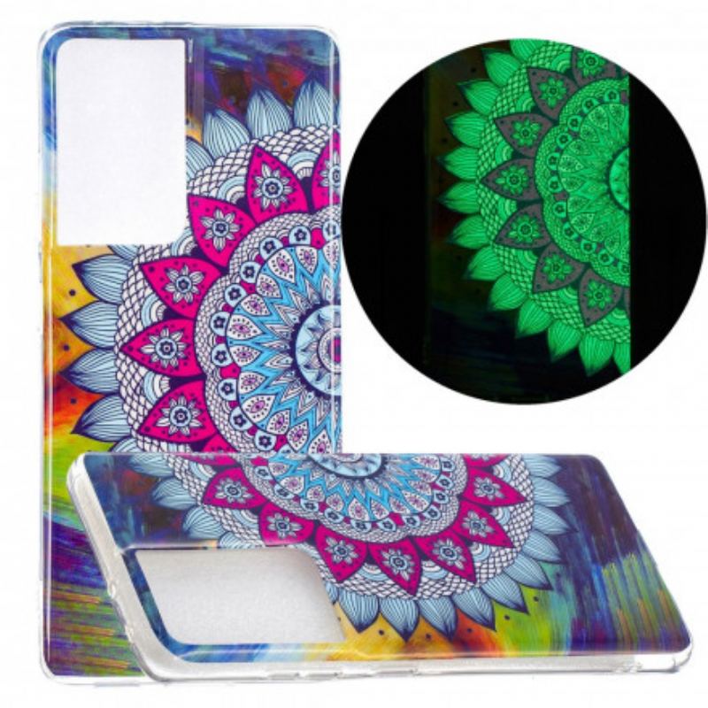 Capa Para Samsung Galaxy S21 Ultra 5G Mandala Colorida Fluorescente