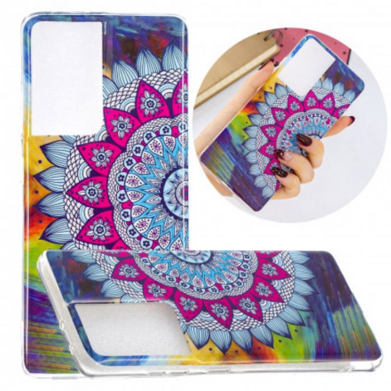 Capa Para Samsung Galaxy S21 Ultra 5G Mandala Colorida Fluorescente