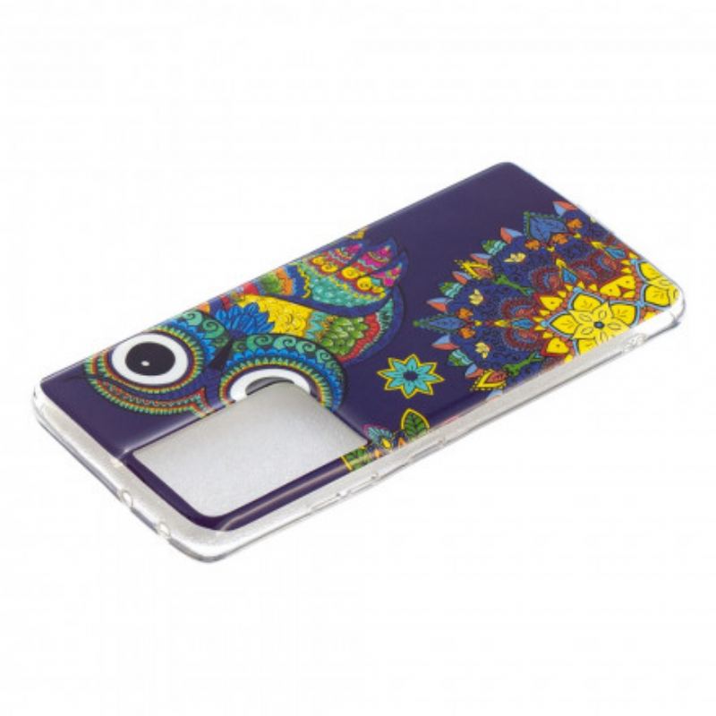 Capa Para Samsung Galaxy S21 Ultra 5G Mandala Coruja Fluorescente