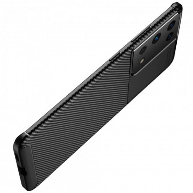 Capa Para Samsung Galaxy S21 Ultra 5G Textura Flexível De Fibra De Carbono