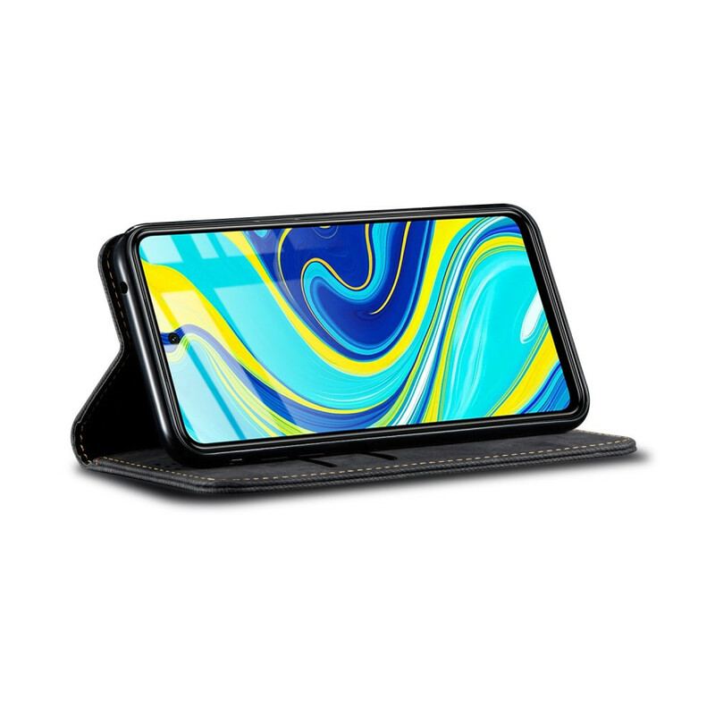 Capa De Celular Para Xiaomi Redmi Note 9S / 9 Pro Flip Tecido Jeans