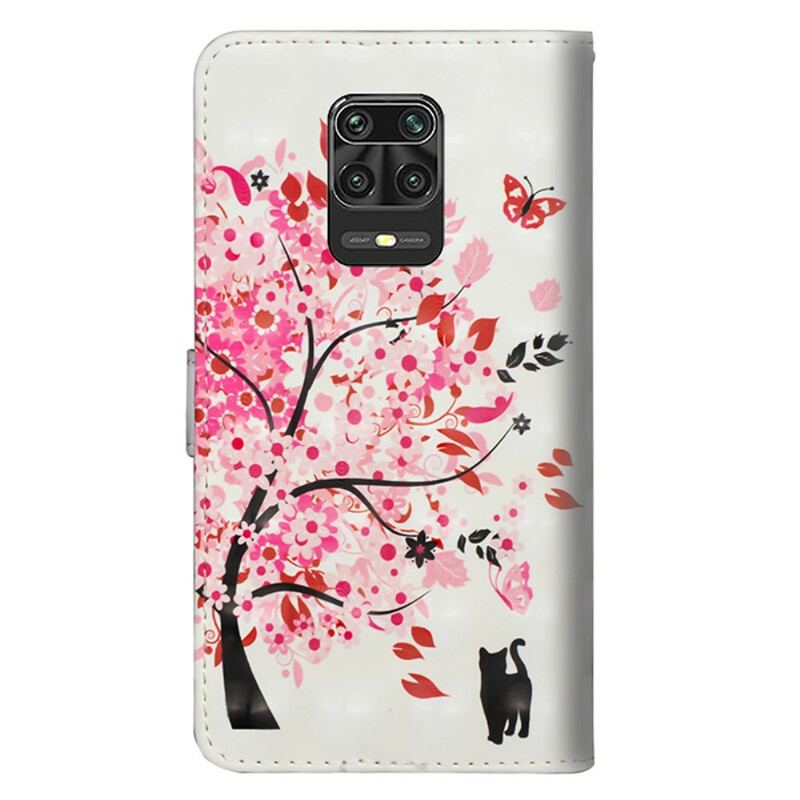 Capa De Couro Para Xiaomi Redmi Note 9S / 9 Pro Árvore Rosa