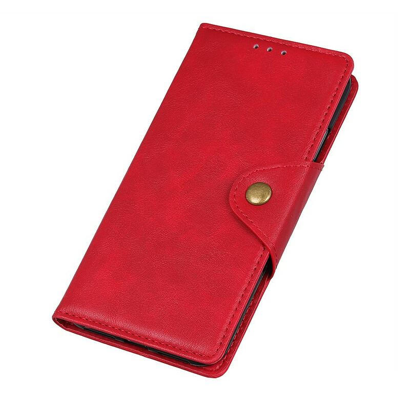 Capa De Couro Para Xiaomi Redmi Note 9S / 9 Pro Botão De Couro Falso