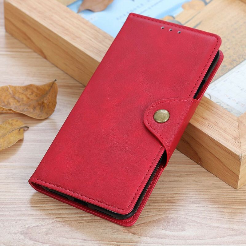 Capa De Couro Para Xiaomi Redmi Note 9S / 9 Pro Botão De Couro Falso