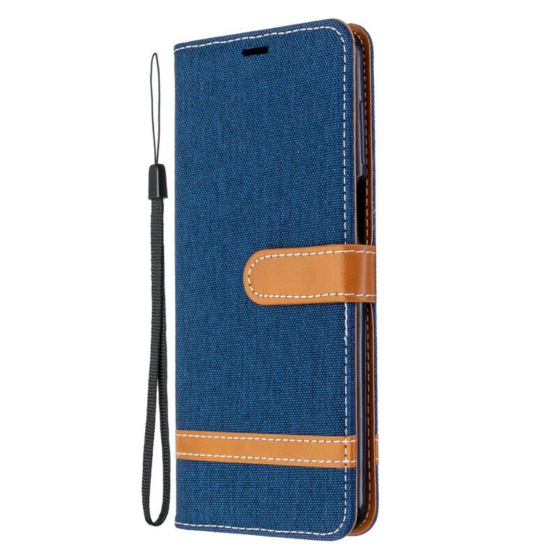 Capa De Couro Para Xiaomi Redmi Note 9S / 9 Pro De Cordão Correia Efeito Tecido E Couro