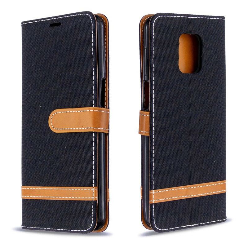 Capa De Couro Para Xiaomi Redmi Note 9S / 9 Pro De Cordão Correia Efeito Tecido E Couro