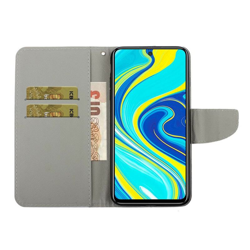 Capa De Couro Para Xiaomi Redmi Note 9S / 9 Pro De Cordão Variações De Tiras Borboletas