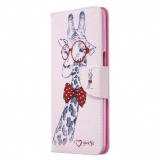 Capa De Couro Para Xiaomi Redmi Note 9S / 9 Pro Girafa Inteligente