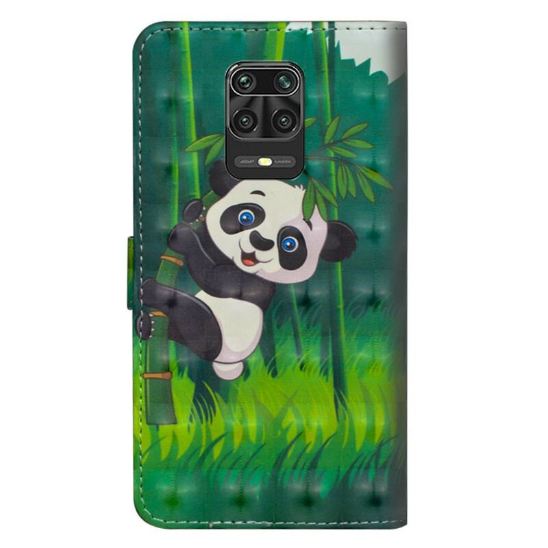 Capa De Couro Para Xiaomi Redmi Note 9S / 9 Pro Panda E Bambu