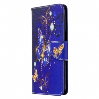 Capa Em Pele Para Xiaomi Redmi Note 9S / 9 Pro Borboletas Incríveis