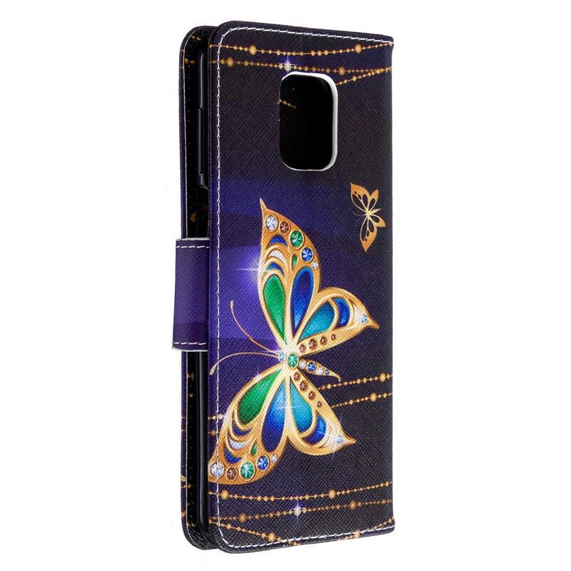 Capa Em Pele Para Xiaomi Redmi Note 9S / 9 Pro Borboletas Incríveis