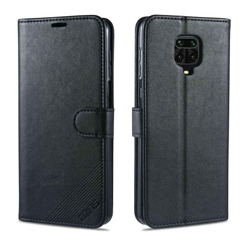 Capa Em Pele Para Xiaomi Redmi Note 9S / 9 Pro Couro Sintético Azns