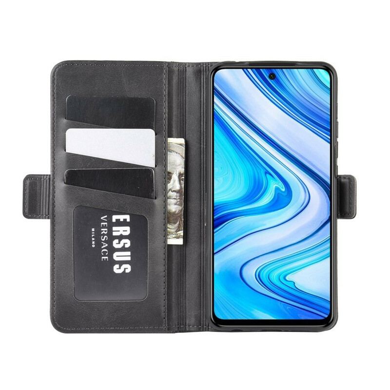 Capa Em Pele Para Xiaomi Redmi Note 9S / 9 Pro Flip Aba Dupla