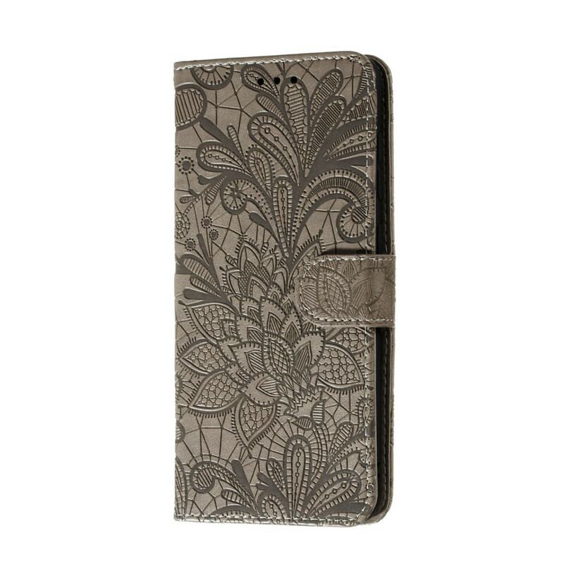 Capa Em Pele Para Xiaomi Redmi Note 9S / 9 Pro Flores Tribais