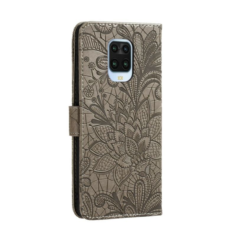 Capa Em Pele Para Xiaomi Redmi Note 9S / 9 Pro Flores Tribais