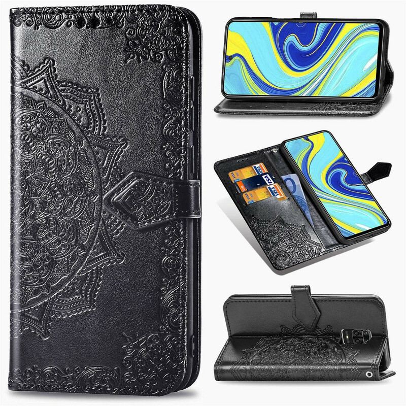 Capa Em Pele Para Xiaomi Redmi Note 9S / 9 Pro Mandala Idade Média