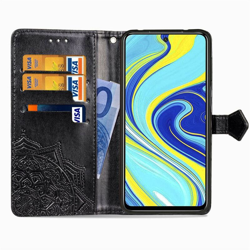 Capa Em Pele Para Xiaomi Redmi Note 9S / 9 Pro Mandala Idade Média