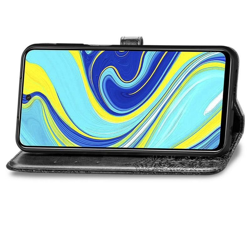 Capa Em Pele Para Xiaomi Redmi Note 9S / 9 Pro Mandala Idade Média