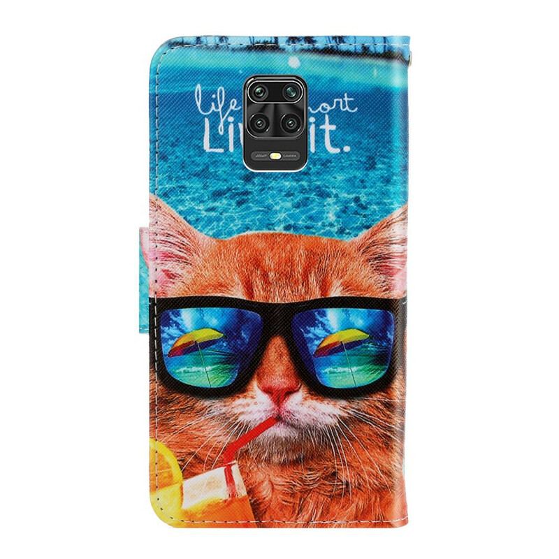 Capa Flip Para Xiaomi Redmi Note 9S / 9 Pro De Cordão Cat Live It Strappy