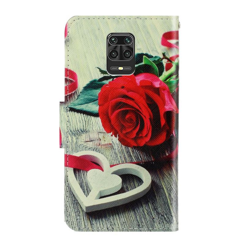 Capa Flip Para Xiaomi Redmi Note 9S / 9 Pro De Cordão Rosa Romântica Com Alça