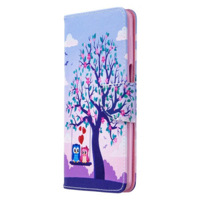 Capa Flip Para Xiaomi Redmi Note 9S / 9 Pro Corujas No Balanço