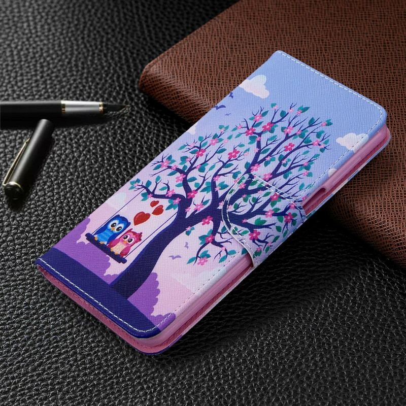 Capa Flip Para Xiaomi Redmi Note 9S / 9 Pro Corujas No Balanço