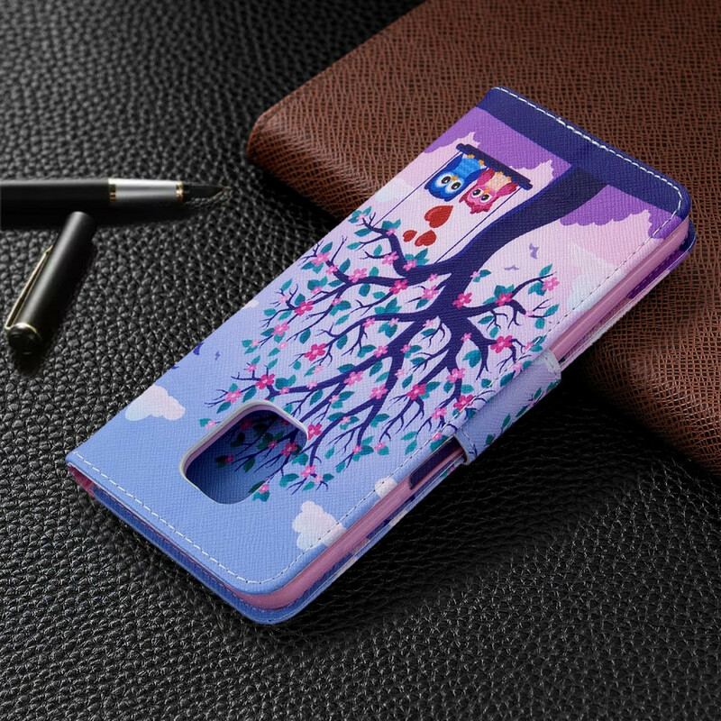 Capa Flip Para Xiaomi Redmi Note 9S / 9 Pro Corujas No Balanço