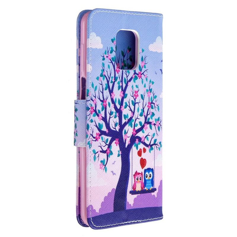 Capa Flip Para Xiaomi Redmi Note 9S / 9 Pro Corujas No Balanço