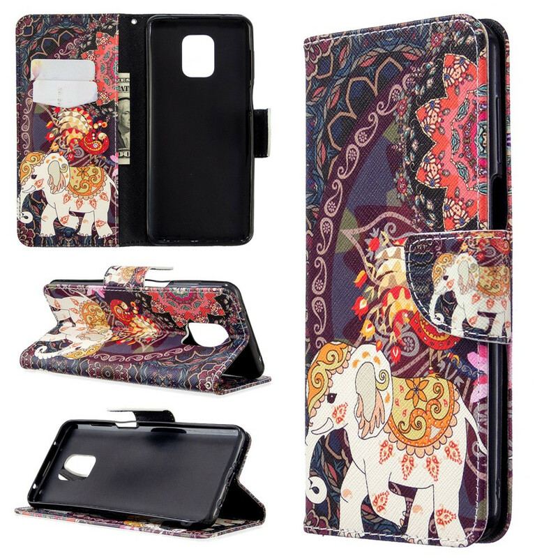 Capa Flip Para Xiaomi Redmi Note 9S / 9 Pro Elefantes Indianos