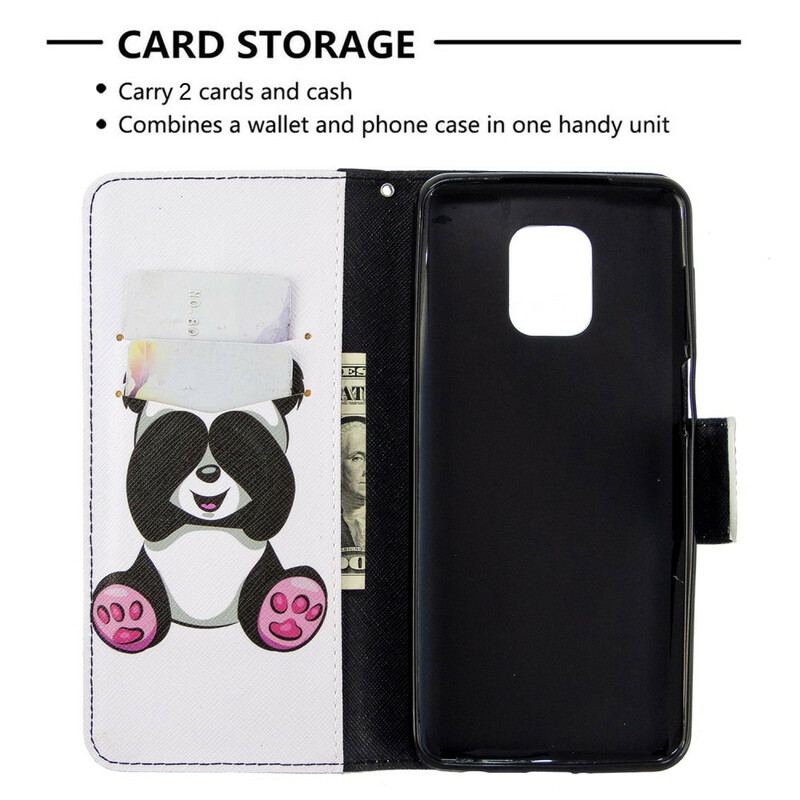 Capa Flip Para Xiaomi Redmi Note 9S / 9 Pro Panda Divertido