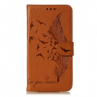 Capa Flip Para Xiaomi Redmi Note 9S / 9 Pro Pena Viva O Seu Sonho