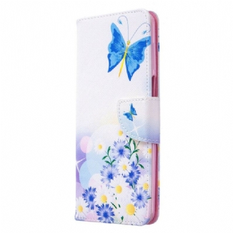 Capa Folio Para Xiaomi Redmi Note 9S / 9 Pro Borboletas E Flores Pintadas