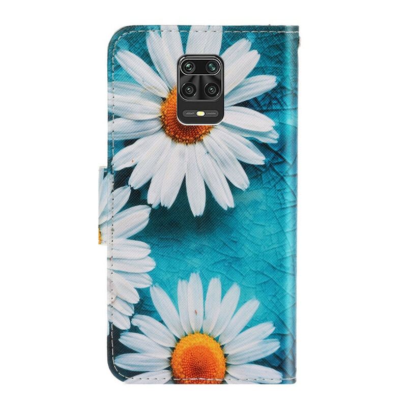 Capa Folio Para Xiaomi Redmi Note 9S / 9 Pro De Cordão Fio Dental Margaridas