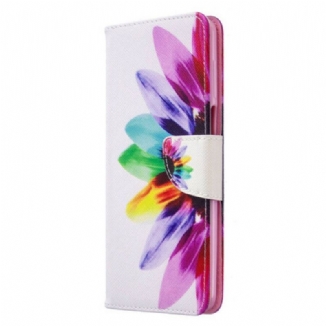 Capa Folio Para Xiaomi Redmi Note 9S / 9 Pro Flor Aquarela