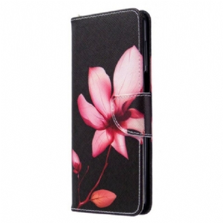 Capa Folio Para Xiaomi Redmi Note 9S / 9 Pro Flor Rosa