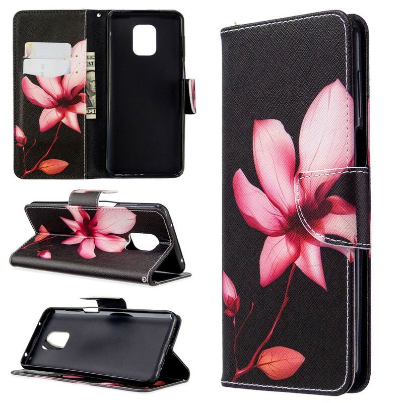 Capa Folio Para Xiaomi Redmi Note 9S / 9 Pro Flor Rosa