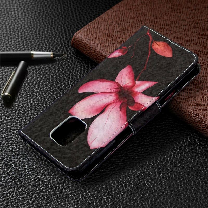 Capa Folio Para Xiaomi Redmi Note 9S / 9 Pro Flor Rosa