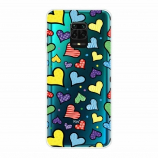 Capa Para Xiaomi Redmi Note 9S / 9 Pro Corações Multicoloridos