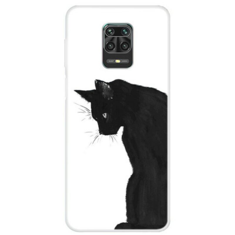 Capa Para Xiaomi Redmi Note 9S / 9 Pro Gato Preto Pensativo