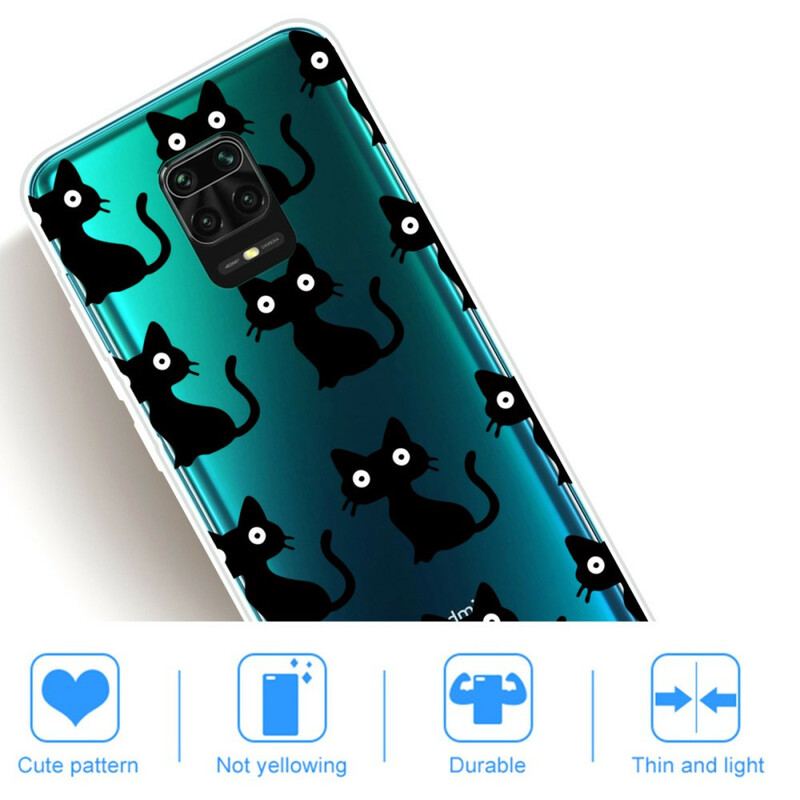 Capa Para Xiaomi Redmi Note 9S / 9 Pro Vários Gatos Pretos