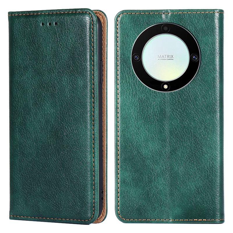 Capa De Celular Para Honor Magic 5 Lite Flip Costura De Couro Falso