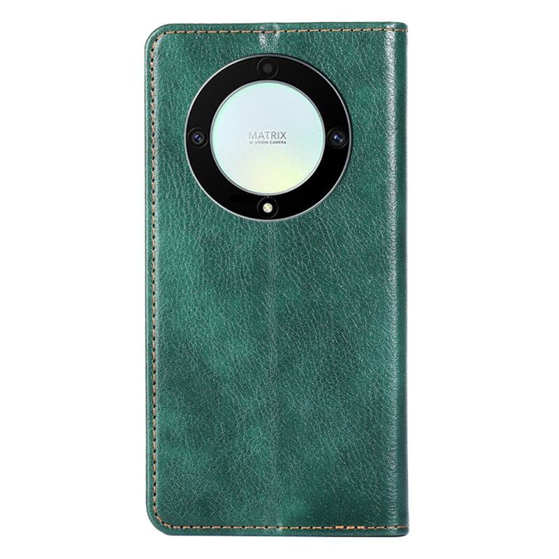 Capa De Celular Para Honor Magic 5 Lite Flip Costura De Couro Falso